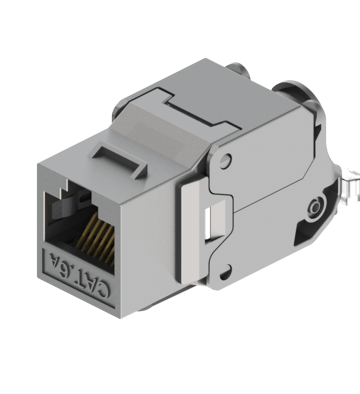 180° STP Connecting-Hardware Keystone Jack,  Tool-Free, Cable-Clamper Type, EC verified
