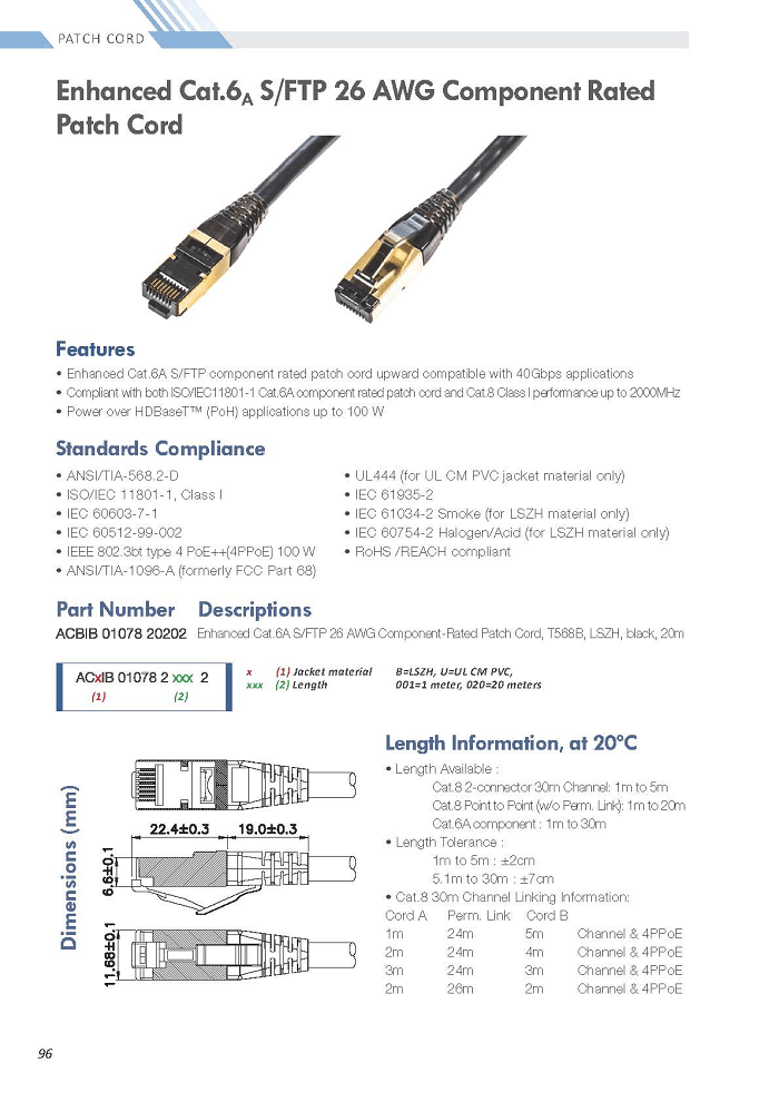 P096 Enhanced Cat.6A S/FTP 26 AWG